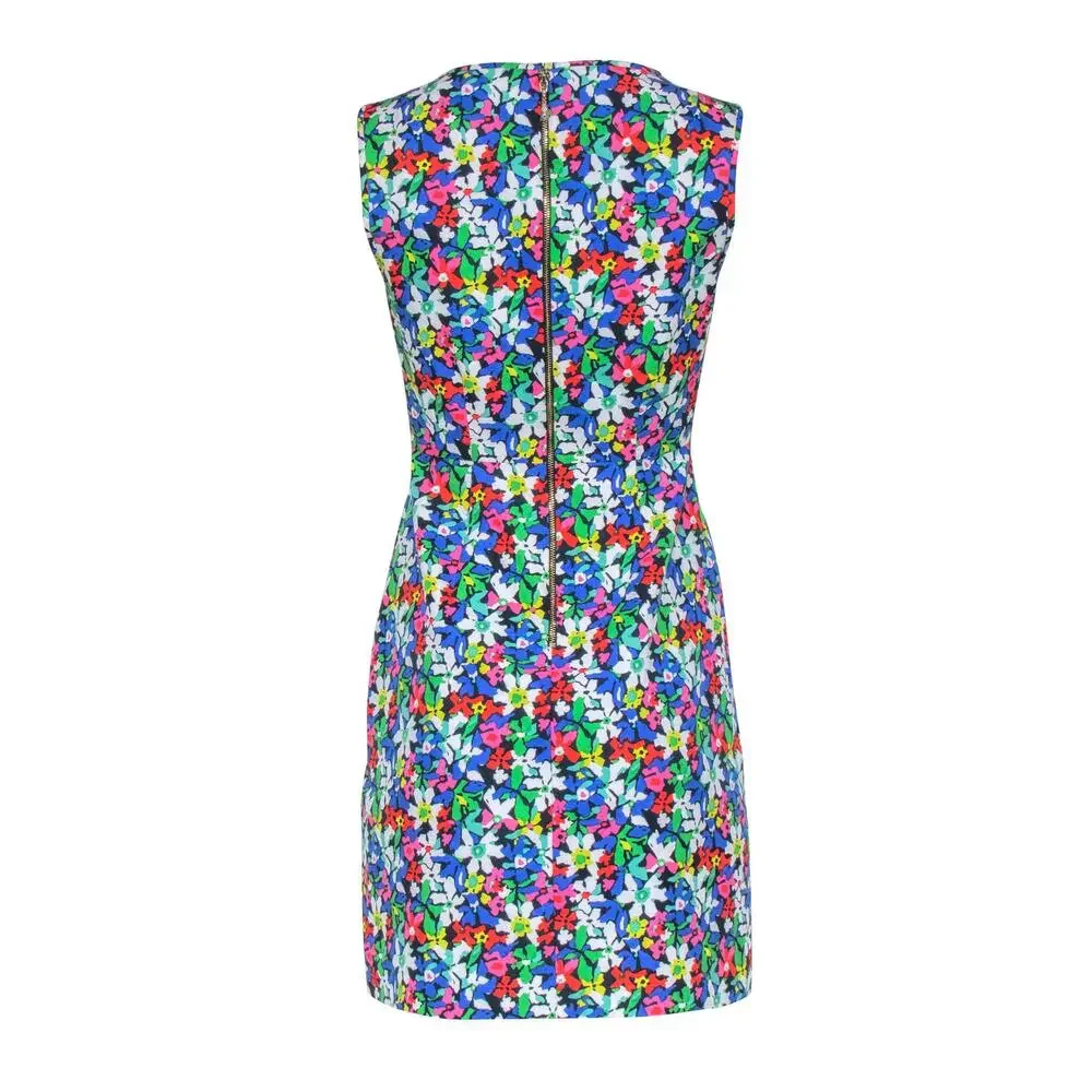 Kate Spade - Blue w/ Multi Color Floral Print Sleeveless Dress Sz 2